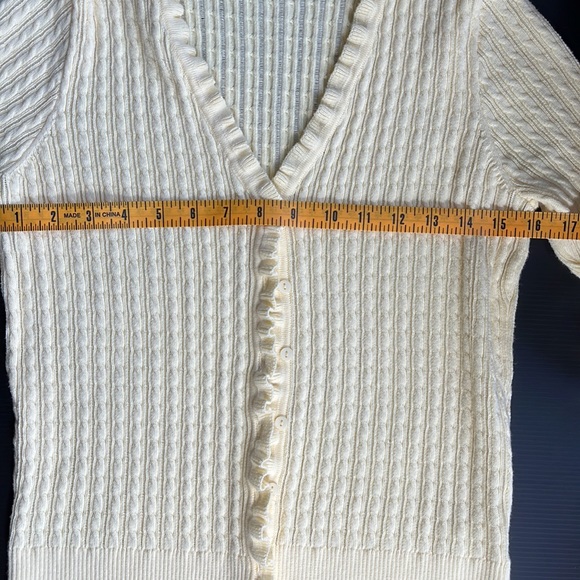 VTG JEANNE PIERRE Y2K SNUG CROPPED YELLOW SWEATER SIZE MEDIUM - Picture 7 of 12